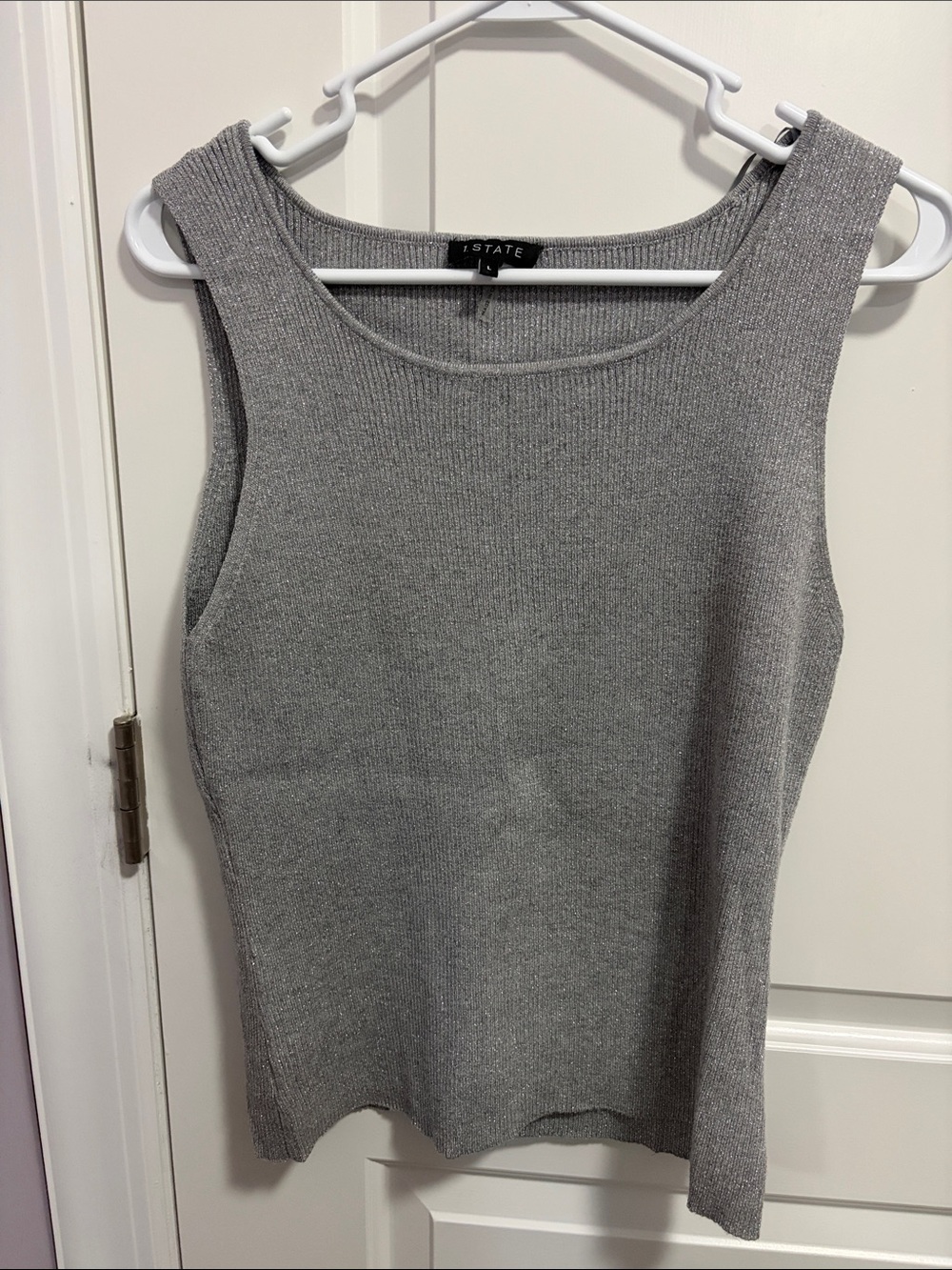 STATE Gray & Silver Ribbed Tank Top